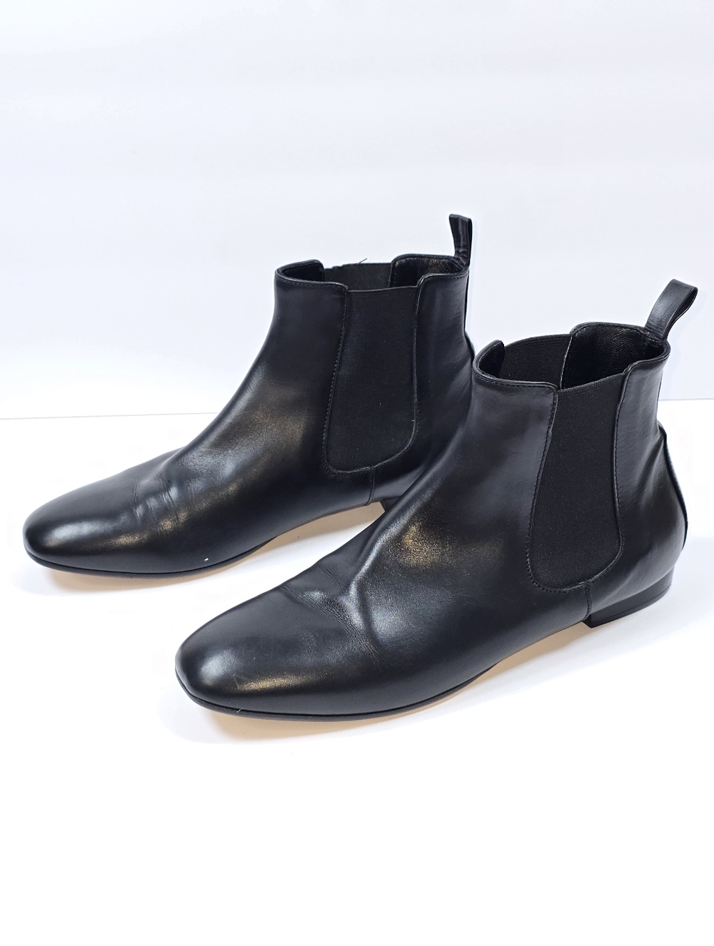 Varda Chelsea Leather Ankle Boots Flat Heel Pull On Style Women Sz.39 - Picture 3 of 12